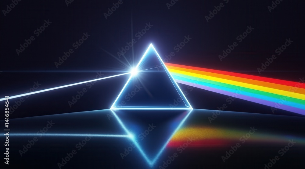 Poster prism refracting light into a rainbow spectrum.