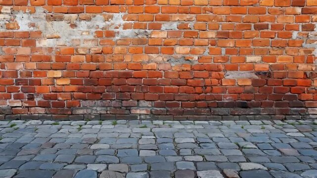 Cobblestones and brick wall create timeless texture-rich visual ensemble. 