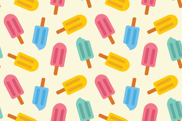summer colorful seamless ice cream pattern, great for wrapping, textile, wallpaper, greeting card- vector illustration