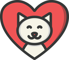 Cat Lover Filled Line Icon