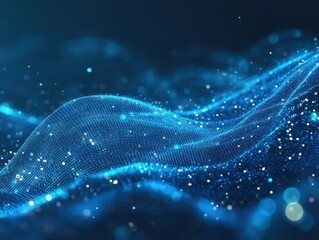 Abstract Digital Wave with Glowing Particles