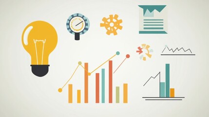 Colorful infographic displaying innovation, analysis, and growth.