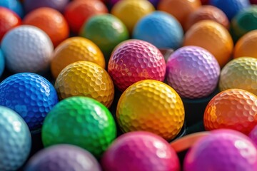 Obraz premium Assorted colored balls, each displaying a textured surface, densely packed for a visual treat of hues and dimpled pattern.