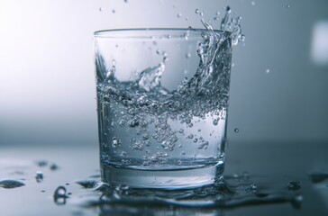A close-up of a transparent glass filled with water,