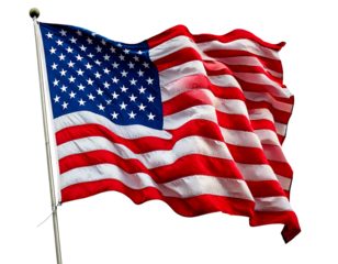  Usa flag flying clikp art white background, fourth july concept.png