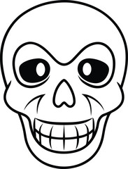 Cartoon Skull Line Art Vector – Fun and Creepy Halloween Illustration
