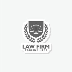 Law firm logo template sticker isolated on gray background
