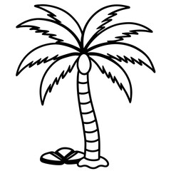 Palm Tree with Hanging Flip Flops Vector &ndash; Summer Beach AI Graphic Design File