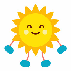 "Smiling Sun Wearing Flip Flops - Vector AI Graphic Design File"