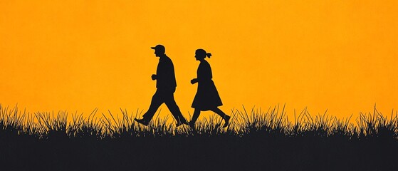 Elderly couple jogging together, representing long-term health