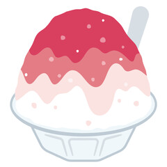 かき氷のイラスト　いちご味