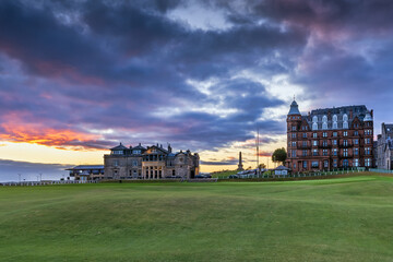 The 18th hole at the Old Course in St Andrews, Fife, Scotland