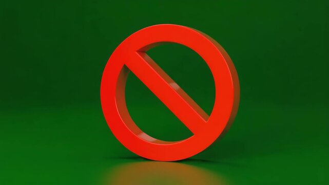 Red Prohibition Sign with Diagonal Slash Symbolizing Warning, Restriction, and Prevention &ndash; Ideal for Safety, Compliance, and Regulatory Usage 4k video 