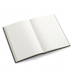 Open notebook with blank pages, isolated on white background