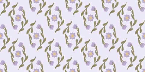 Seamless watercolour and unique floral pattern background for covers, notes, Soft backgrounds colour. Watercolour art work. Flower stalk.