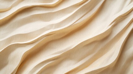 Obraz premium Close-up view of flowing, light beige fabric texture.