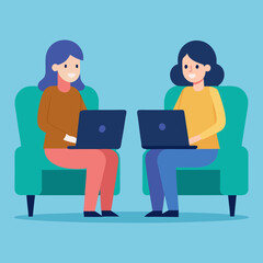 Vector art illustration of two businessmen working