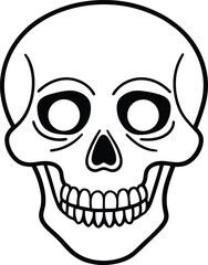 Minimalist Human Skull Line Art Vector – Clean Black Outline Illustration