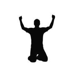 Football Player Kneeling Celebration Silhouette
