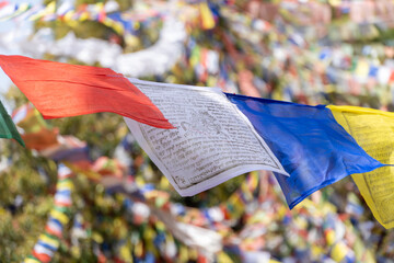 Nepal Nagarkot province Bagmati temple with flags in the wind