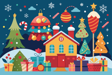 Obraz premium Merry Christmas Background Drawing 
