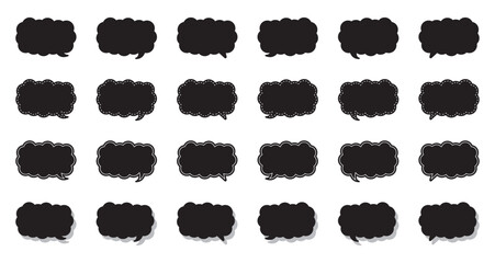 シンプルな細長い雲形 吹き出し セット