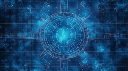 Obraz premium Symmetric solar farm abstract from top-down blueprint style