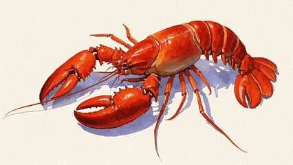 Crimson clawflow lobster isolated watercolor vector illustration svg  