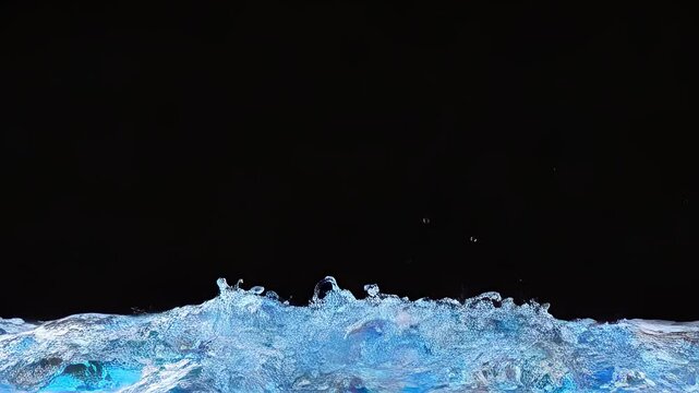 Blue water splash on black background