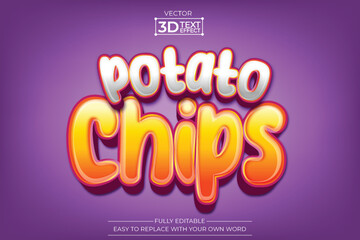 Potato chips editable 3D Text effect