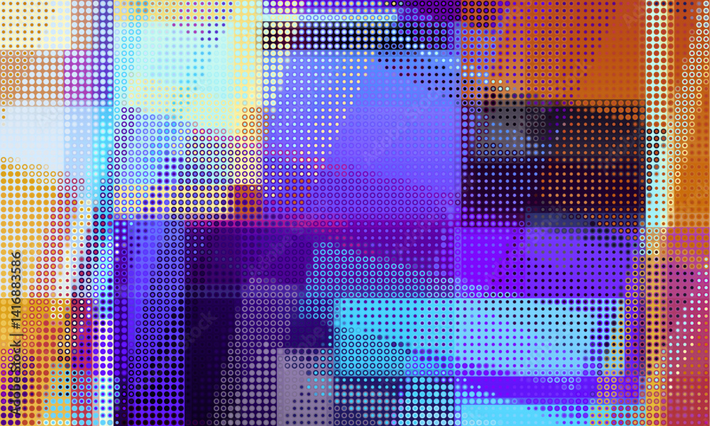 Leinwandbilder Pixilated abstract Energy background. Halftone effect. Vector image. Small particles with overlay moire effect