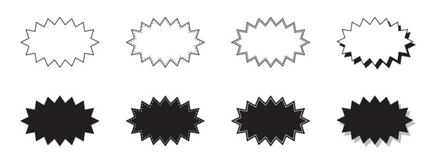 シンプルな細長いギザギザした形 吹き出し セット