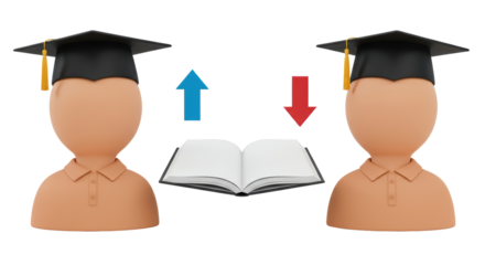 Isolated Students Exchanging Knowledge with Book and Arrows