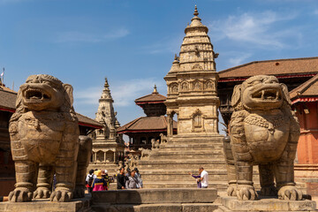 Kathmandu Valley, Nepal Bhaktapur also known as Bhadgaon or Khwopa Durbar Square and Taumadhi Tole Square
