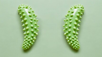 Naklejka premium Green spiked forms reflecting symmetry against a soft verdant backdrop