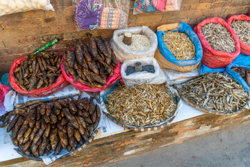 Nepal Bhaktapur smoked and dehydrated fish for sale