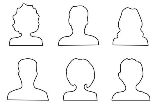 Men and women avatars set. Male and female silhouettes abstract people. User profiles badges. Unknown or anonymous persons. Vector illustration