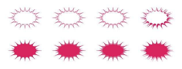 シンプルな細長いギザギザした形 吹き出し セット