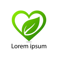 Green Heart Eco Leaf Logo .Nature Love Symbol for Organic, Eco-Friendly, and Sustainable Brands.