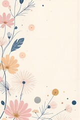 Minimalist Floral Digital Art Illustration Background: Stylized blooms and delicate foliage in the corners, a gentle digital art illustration against a spacious light beige background.