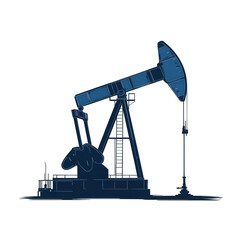 An oil pump jack extracting crude oil in a rural landscape, with a clear sky and distant hills, symbolizing energy production and industrial activity , isolated on white or transparent png