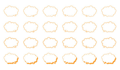 シンプルな丸みのある雲形 吹き出し セット