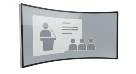 Isolated Curved Screen Displaying Business Presentation