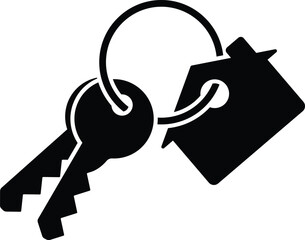 Vintage Key Icon Vector or Black Silhouette Key Symbol Design