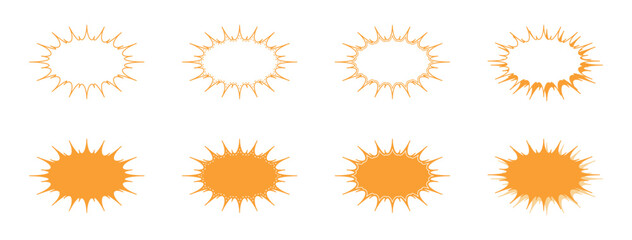 シンプルな細長いギザギザした形 吹き出し セット