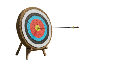 Isolated Arrow Hitting Bulls Eye Target