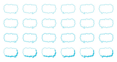 シンプルな細長い雲形 吹き出し セット