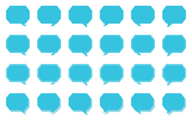 シンプルな角のある八角形 吹き出し セット