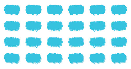 シンプルな細長い雲形 吹き出し セット