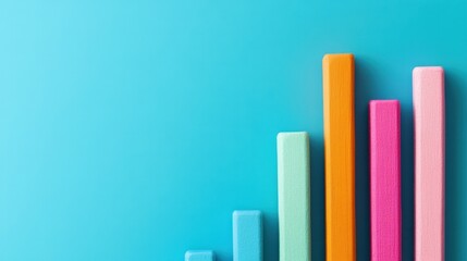 Vibrant bar chart on blue bg